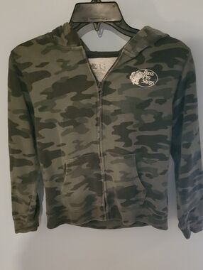 Bass Pro Shops Olive Green Camo Kids Zip Hoodie